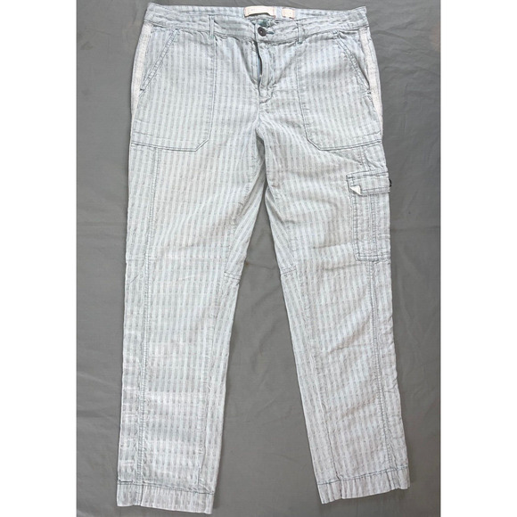 Hei Hei Stretch Cotton Crop Cargo Pants. Striped Green, Women's Size 8. GUC!! - Picture 1 of 5